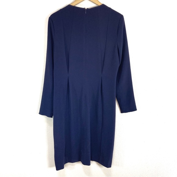 L.K. Bennett Jessica Navy Blue‎ Dress Long Sleeve Knee Length Women’s Sz 12 - Picture 4 of 6